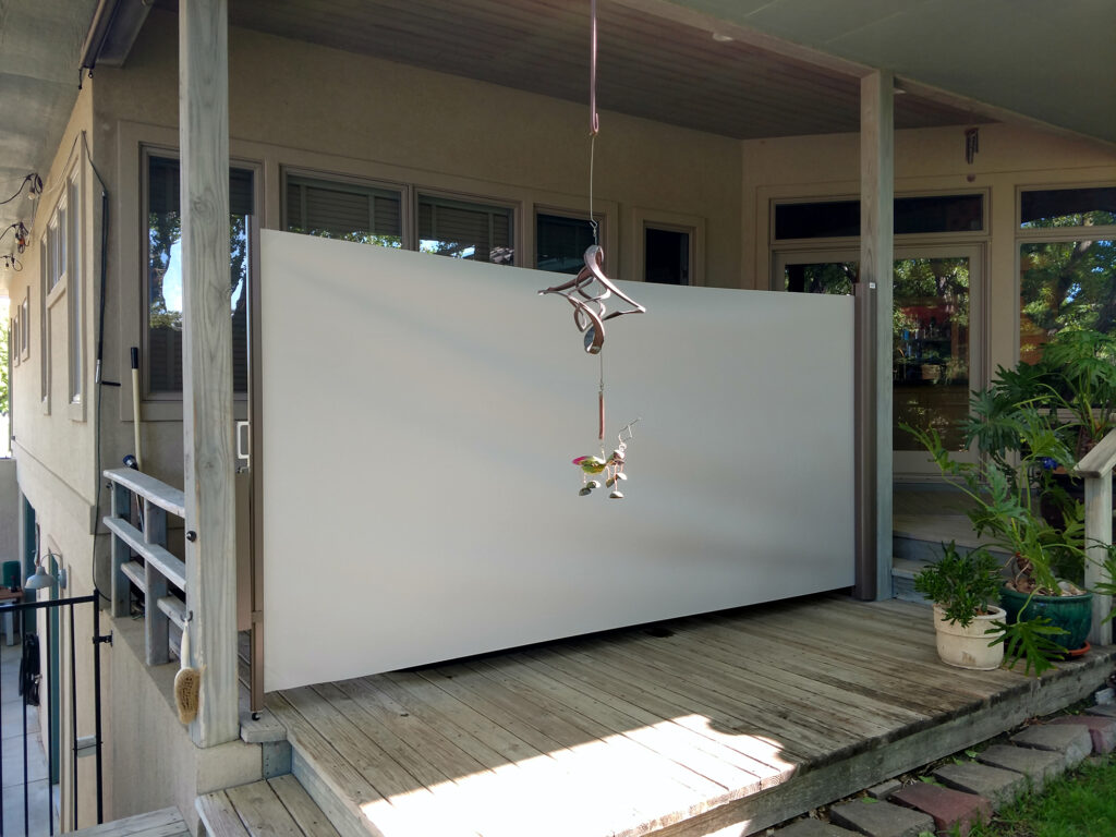 Horizontal Retractable Shades on Porch Privacy Shades