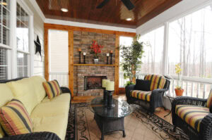 Three-Season Room With Fireplace 3-Season Rooms